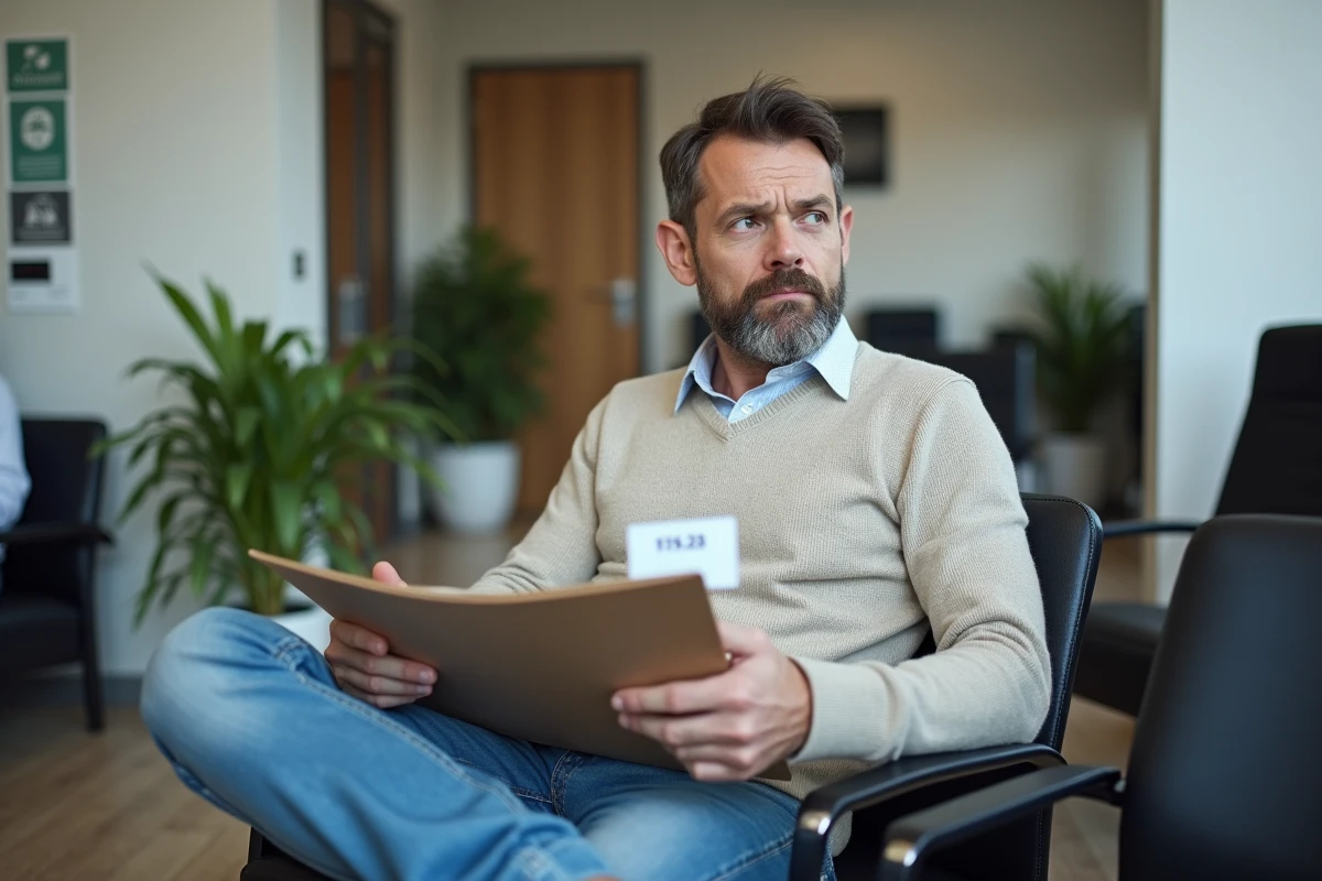 Homme assis dans une salle d