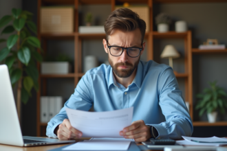 Homme d affaires concentré dans son bureau à domicile